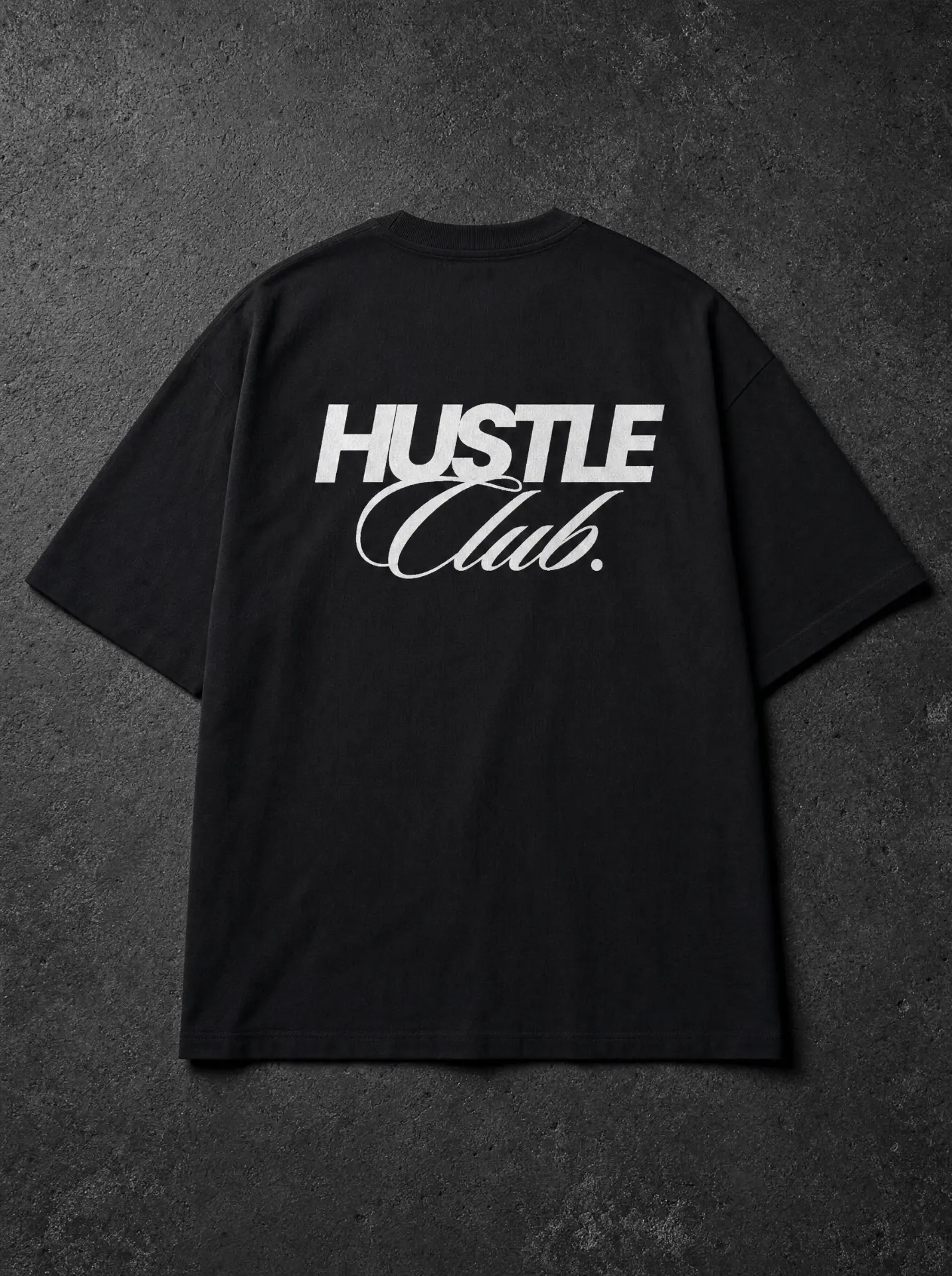 T-shirt Hustle Club noir, vue de dos avec grand logo Hustle Club