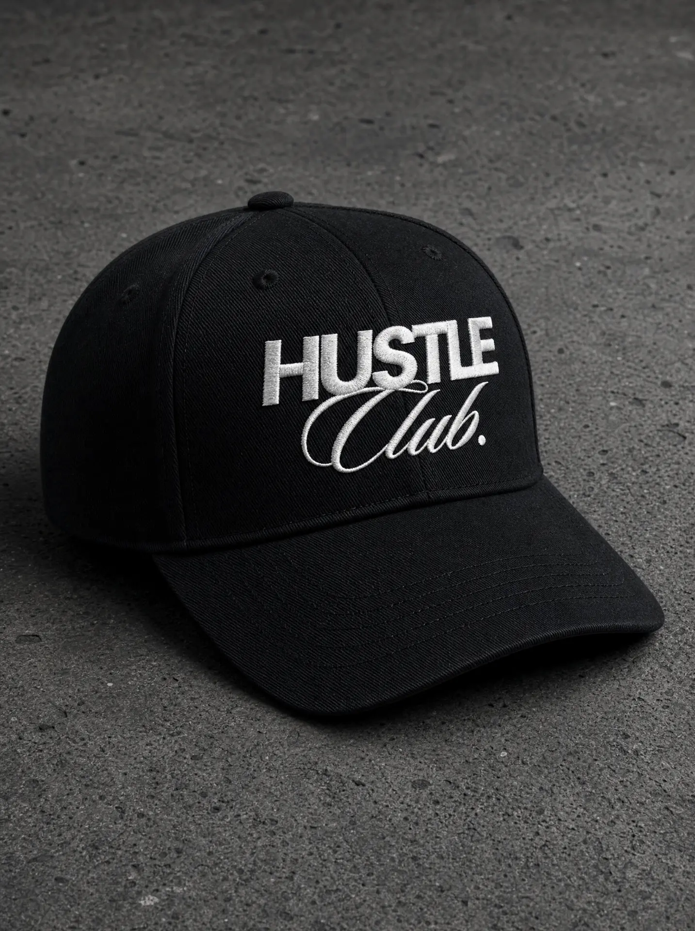 Casquette Hustle Club noire avec logo brodé blanc