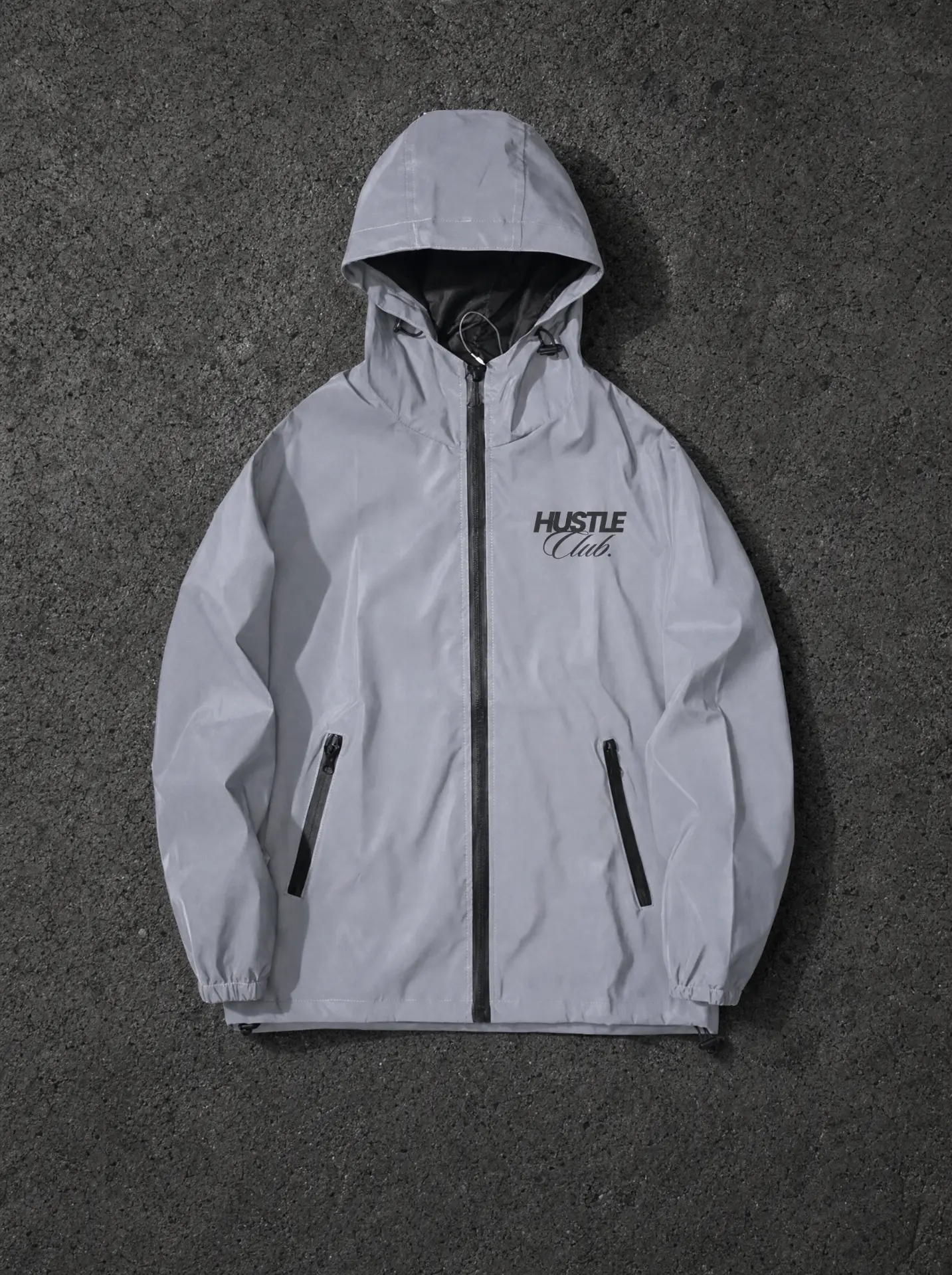 Veste réfléchissante Hustle Club, vue de face de jour